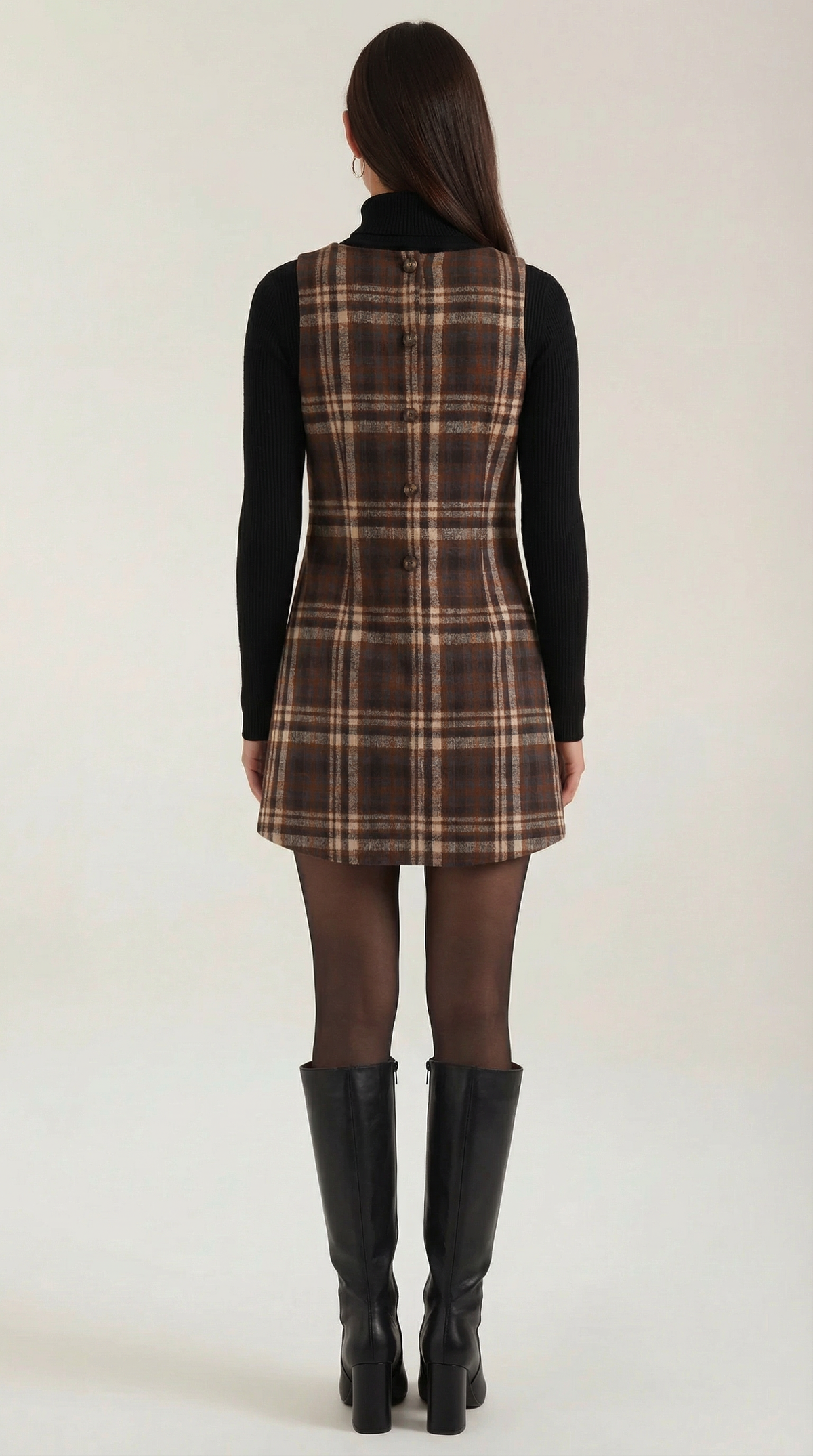 Herminia Vanesa™ | Vestido Mini A-Line de Cuadros