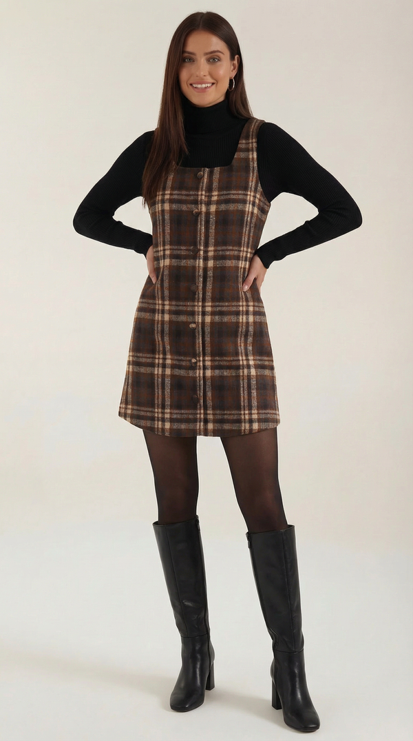 Ana Encanto™ | Vestido Mini A-Line de Cuadros Annette