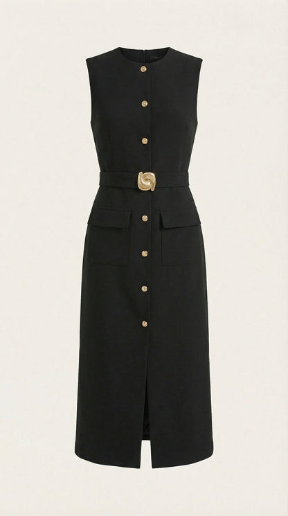 Ginevra™ | Vestido Midi con Detalles de Botones