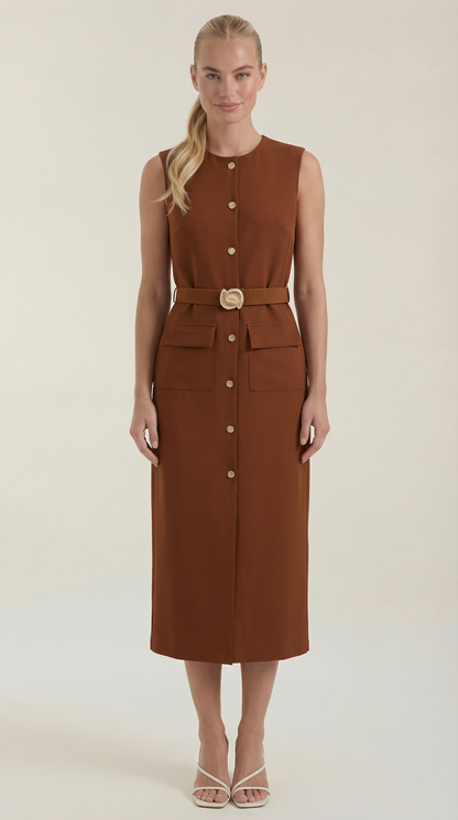 Ginevra™ | Vestido Midi con Detalles de Botones