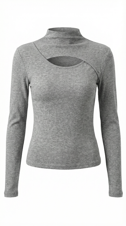 Rosa Meritxell™ | Top de punto de manga larga con aberturas estilo Barbara