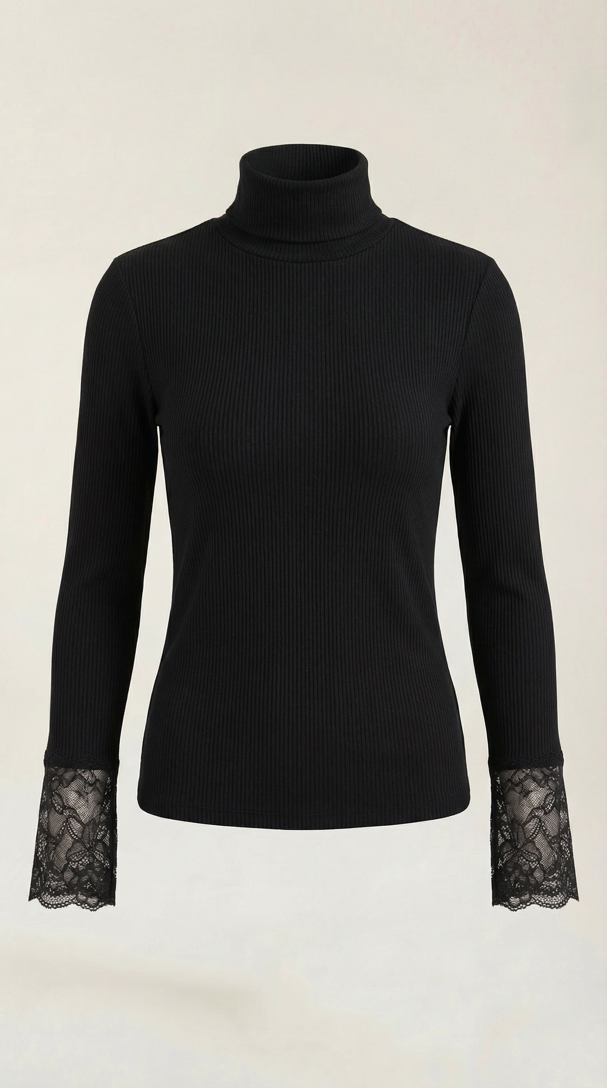 Caridad Melisande™ | Suéter de cuello alto con puños de encaje texturizado