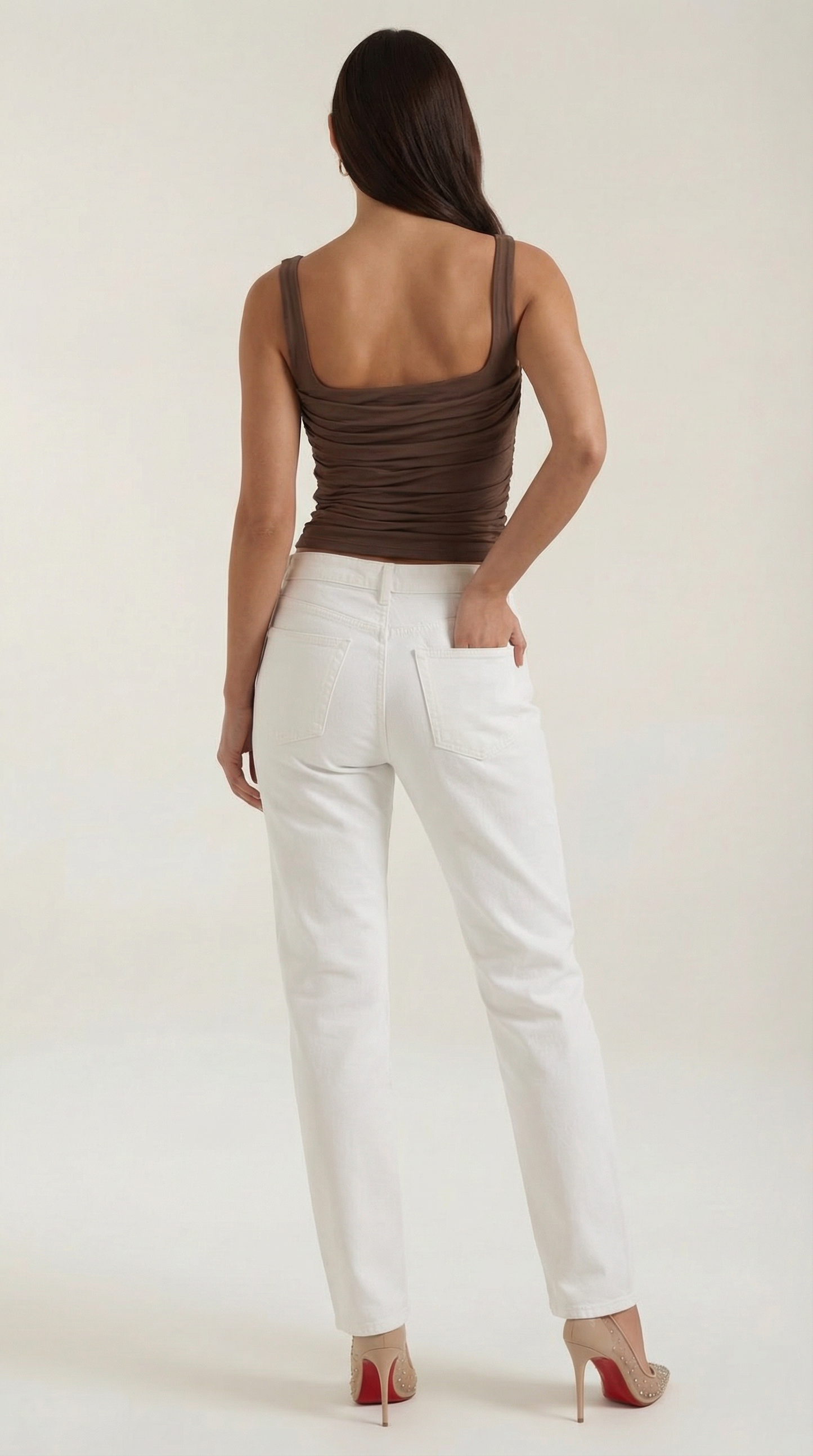 Pamela Hollis™ | Blusa sin mangas con fruncido y escote cuadrado