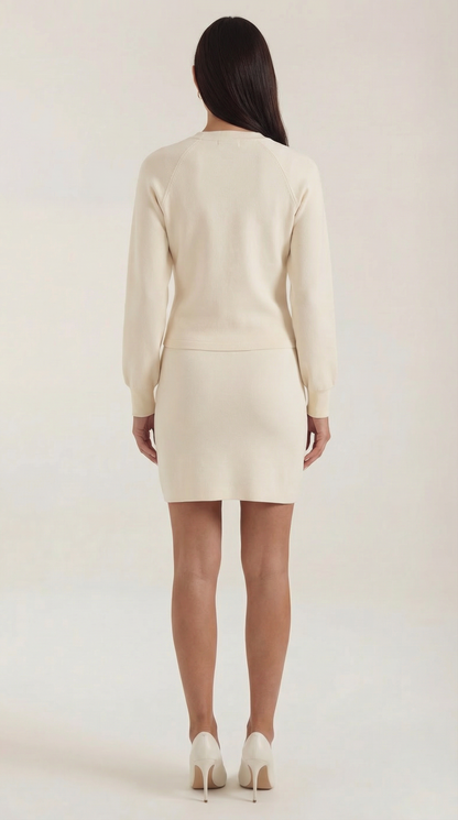 María Herminda™ | Conjunto de chaqueta de punto y falda con botones Carrie