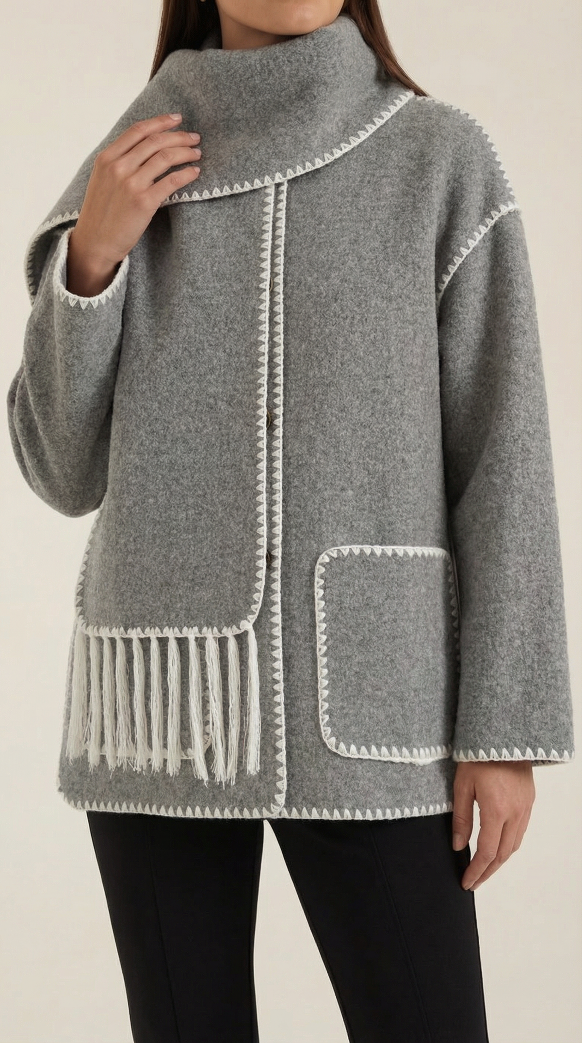 Ana Berta™ | Chaqueta Catherine con bufanda de contraste