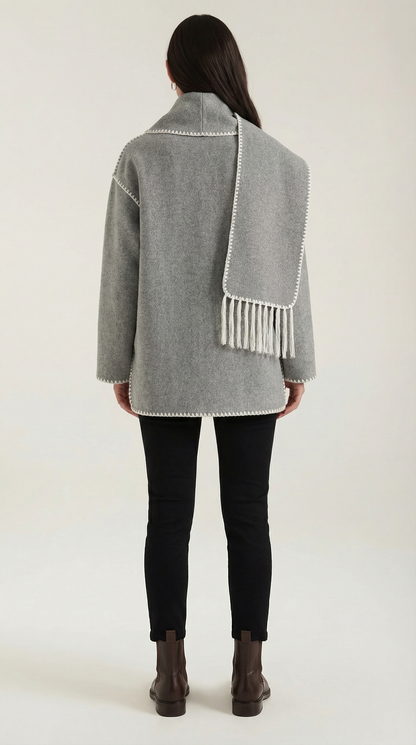 Ana Berta™ | Chaqueta Catherine con bufanda de contraste