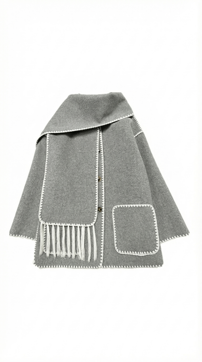 Ana Berta™ | Chaqueta Catherine con bufanda de contraste