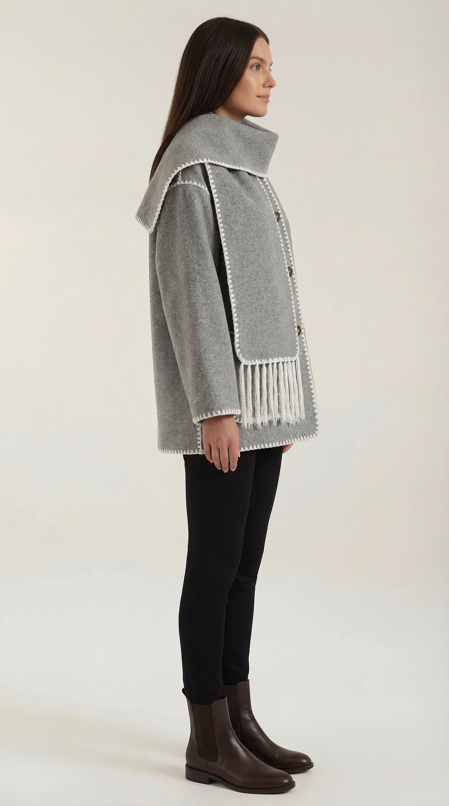 Ana Berta™ | Chaqueta Catherine con bufanda de contraste