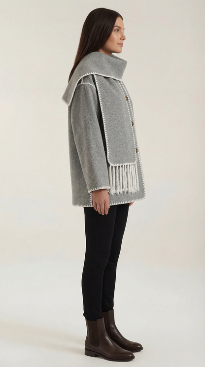 Ana Berta™ | Chaqueta Catherine con bufanda de contraste