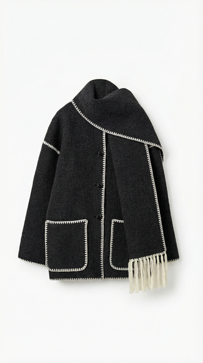Ana Berta™ | Chaqueta Catherine con bufanda de contraste