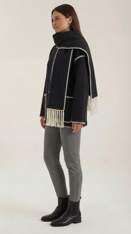Ana Berta™ | Chaqueta Catherine con bufanda de contraste