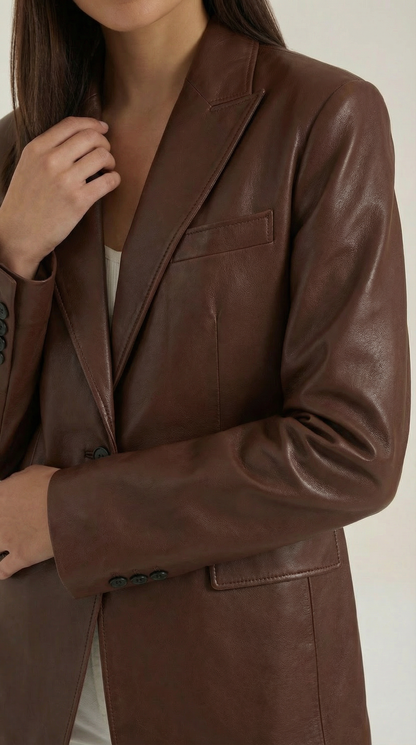 Irene Beatriz™ | Oversized Leather Blazer