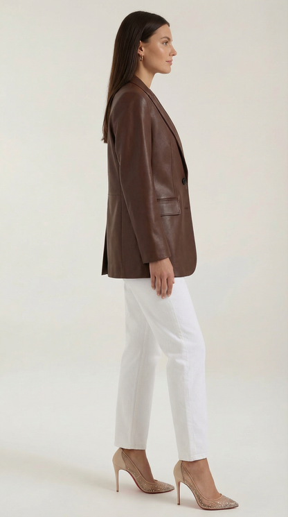 Irene Beatriz™ | Oversized Leather Blazer