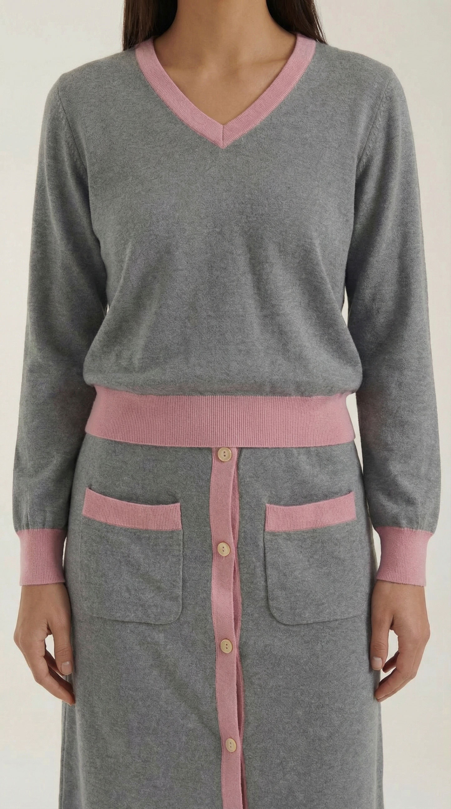María Gisela™ | Conjunto de suéter V y falda midi 'Cheryl'
