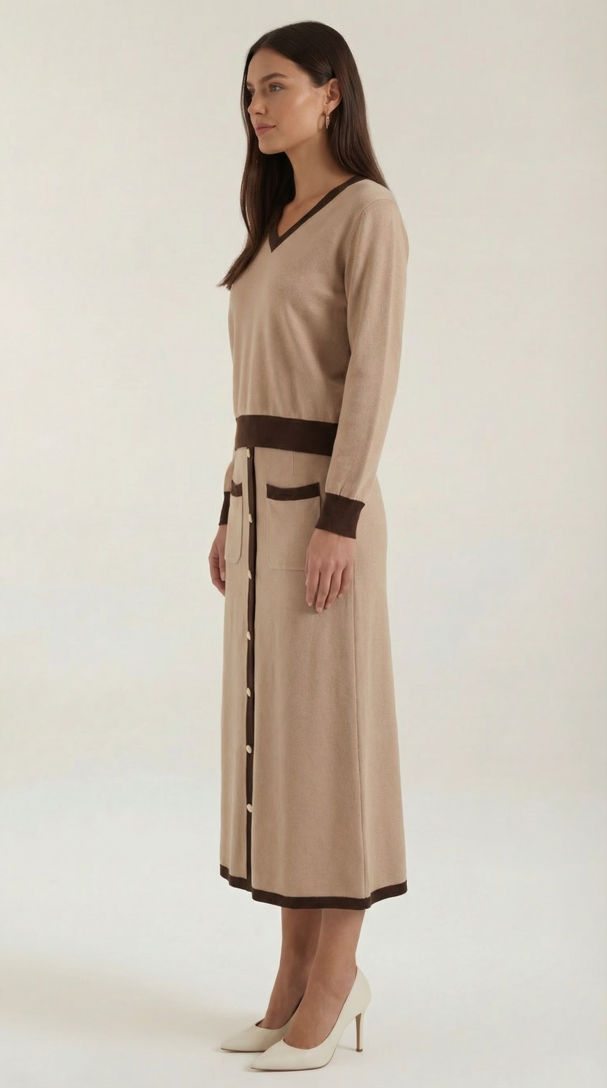 María Gisela™ | Conjunto de suéter V y falda midi 'Cheryl'