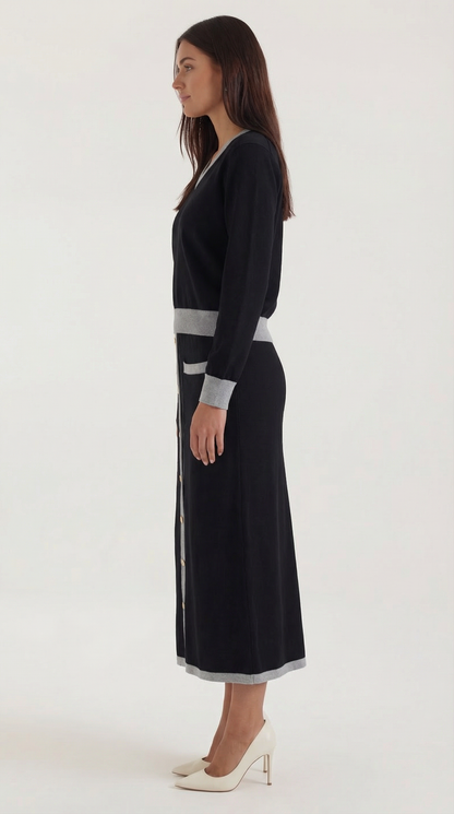 María Gisela™ | Conjunto de suéter V y falda midi 'Cheryl'