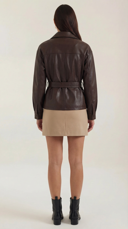 Haydée Arlet™ | Chaqueta de PU con cinturón de Christina