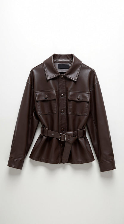Haydée Arlet™ | Chaqueta de PU con cinturón de Christina