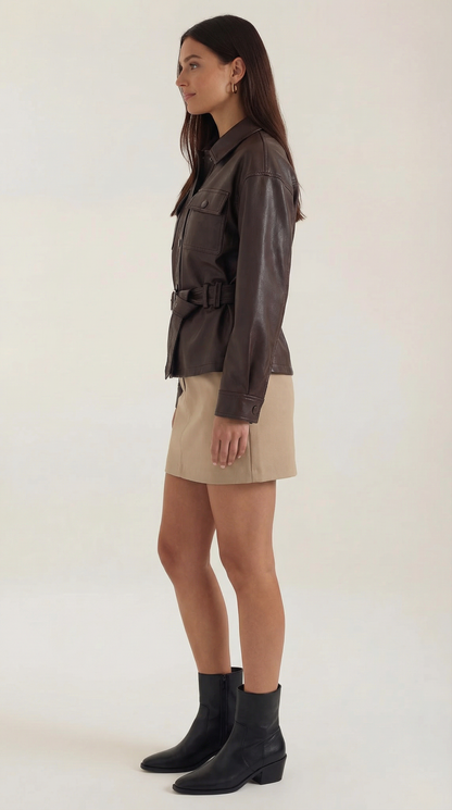 Haydée Arlet™ | Chaqueta de PU con cinturón de Christina