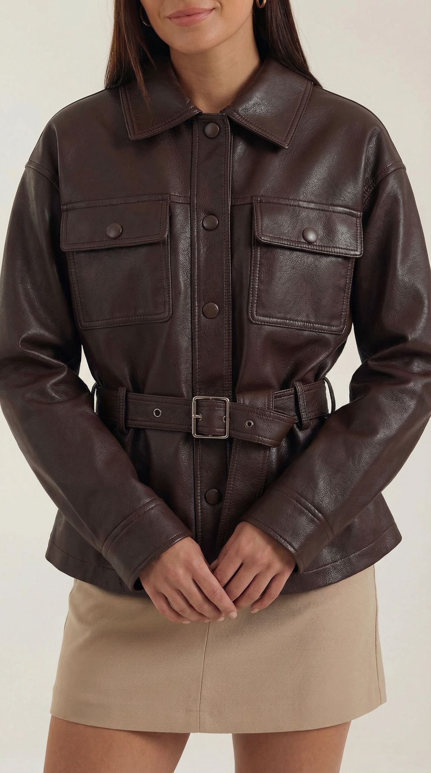 Haydée Arlet™ | Chaqueta de PU con cinturón de Christina