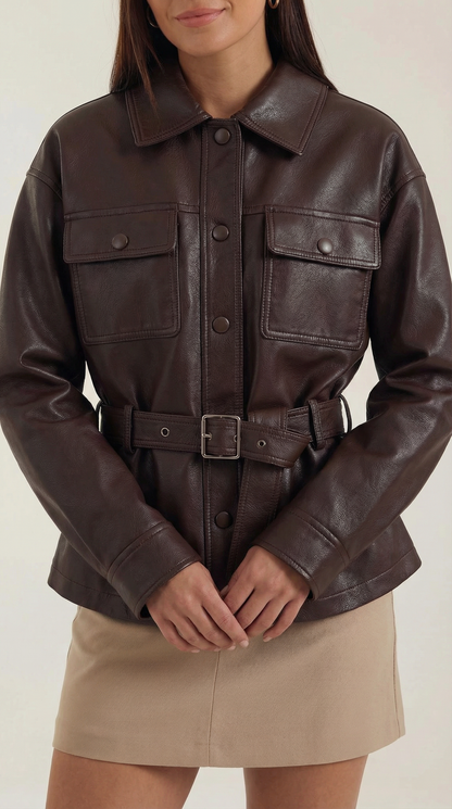 Haydée Arlet™ | Chaqueta de PU con cinturón de Christina