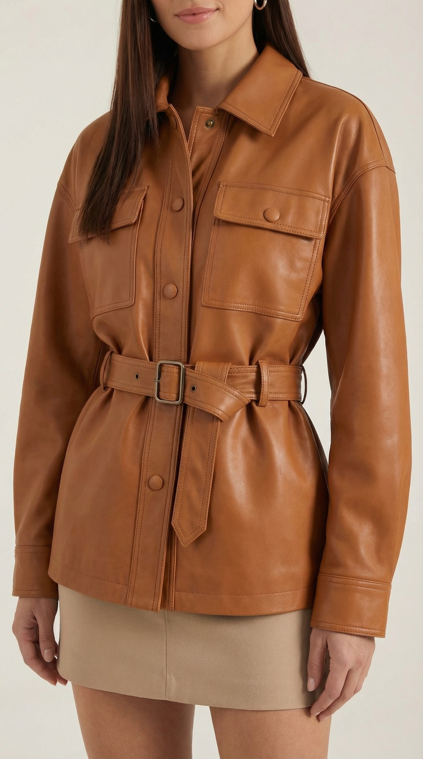 Haydée Arlet™ | Chaqueta de PU con cinturón de Christina