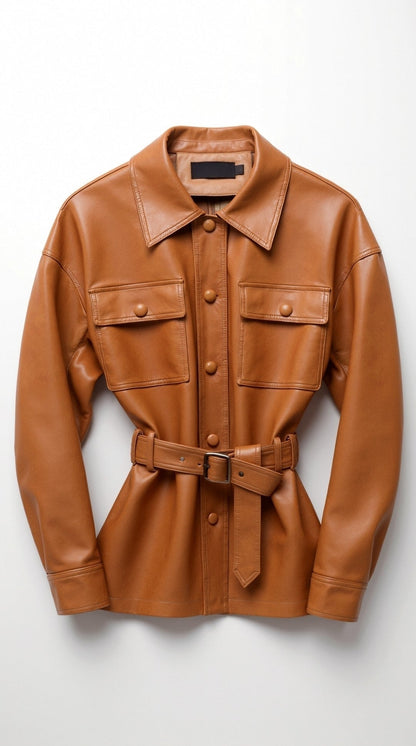Haydée Arlet™ | Chaqueta de PU con cinturón de Christina
