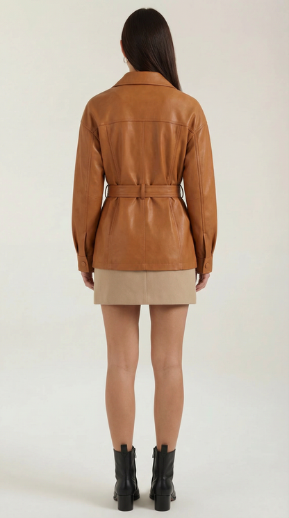 Haydée Arlet™ | Chaqueta de PU con cinturón de Christina