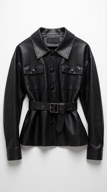 Haydée Arlet™ | Chaqueta de PU con cinturón de Christina