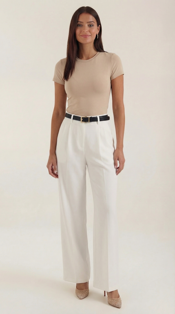 Rosa Belén™ | Pantalón Claire de corte recto y cintura alta