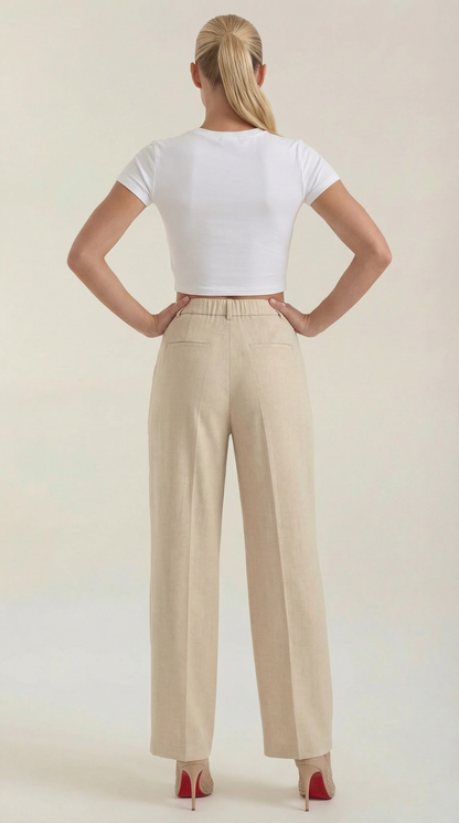 Rosa Aina™ | Pantalones Plisados de Cintura Alta Courtney