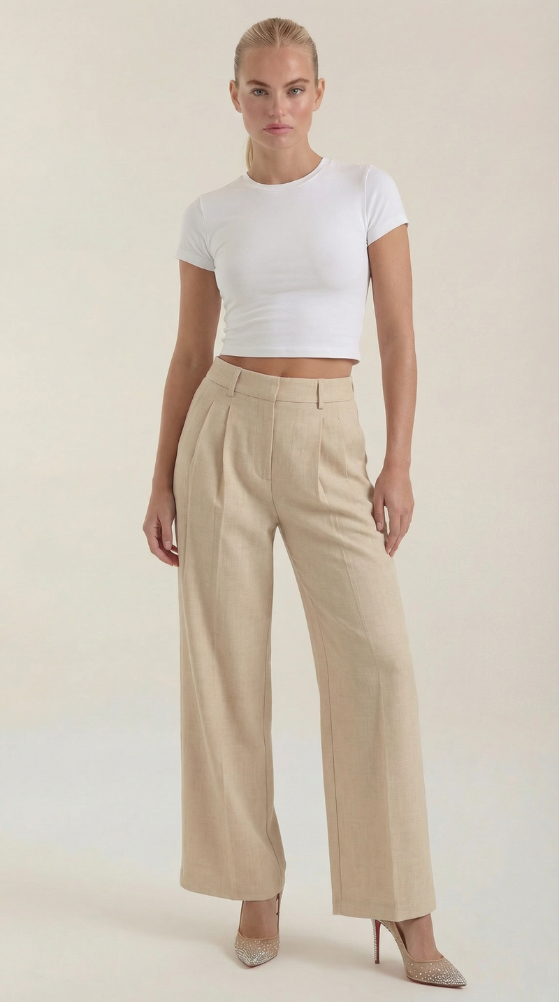 María Esther™ | Pantalones Plisados de Cintura Alta Courtney