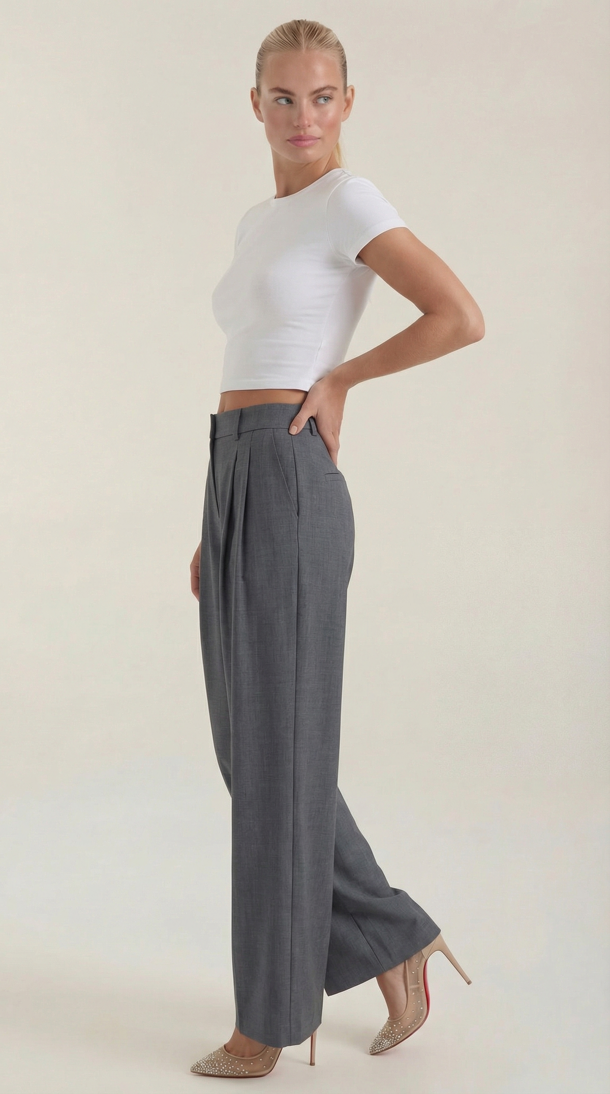 Rosa Aina™ | Pantalones Plisados de Cintura Alta Courtney
