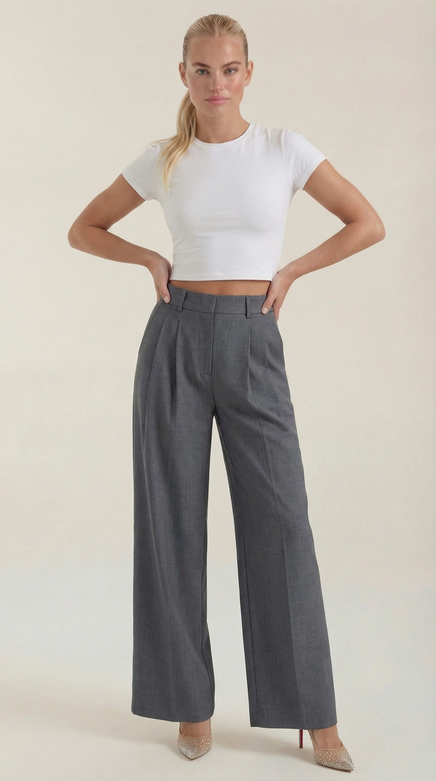 Rosa Aina™ | Pantalones Plisados de Cintura Alta Courtney