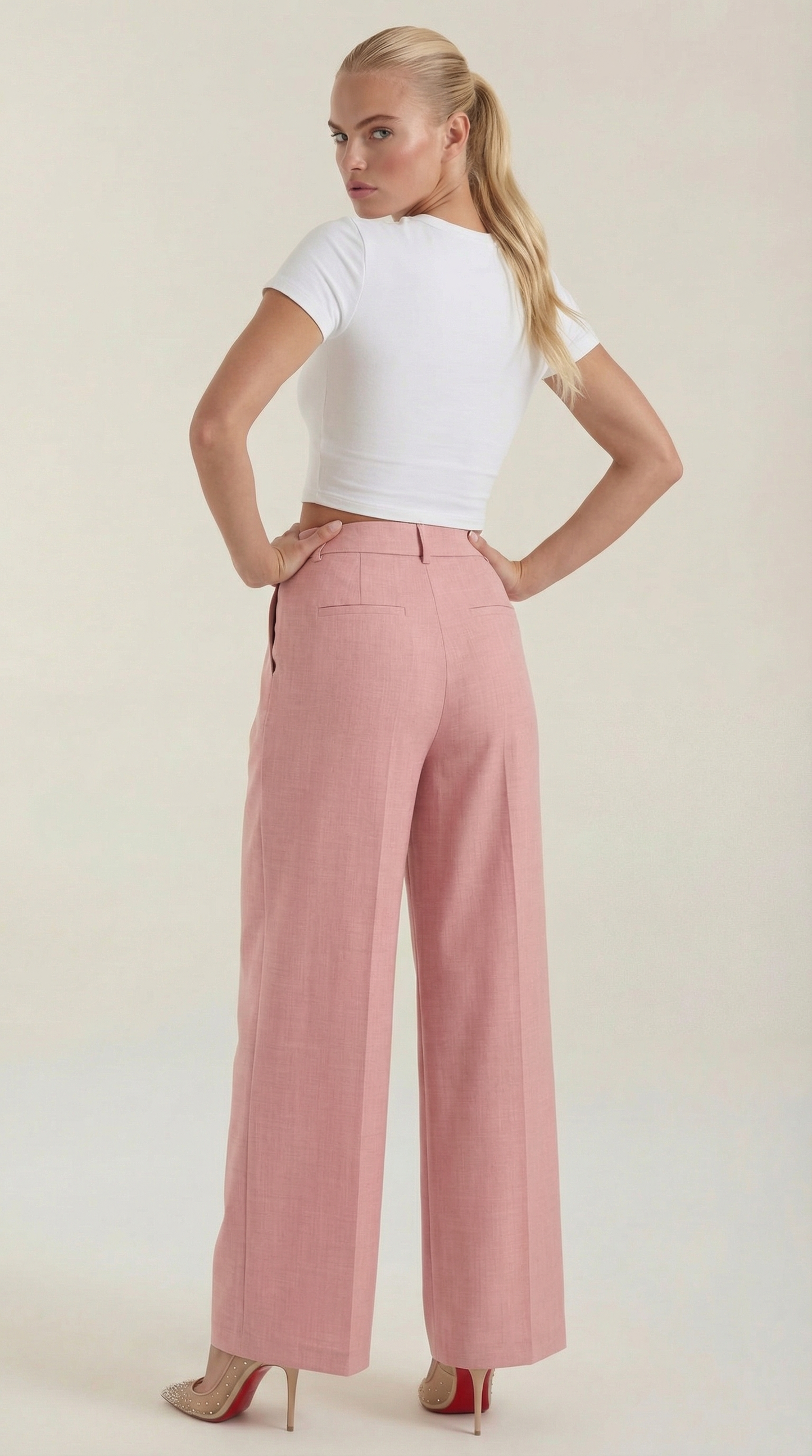 Rosa Aina™ | Pantalones Plisados de Cintura Alta Courtney