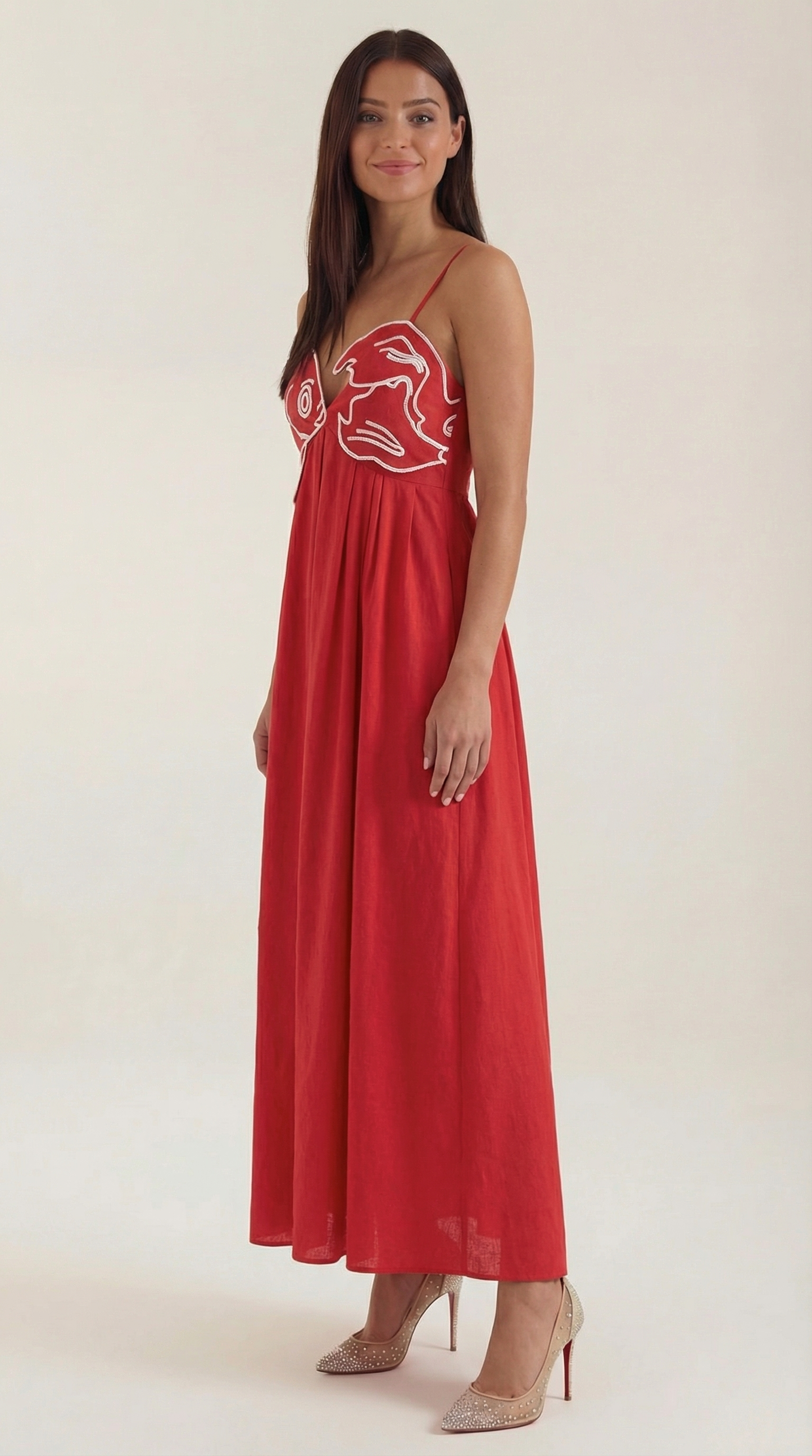 Rosa Alma™ | Vestido largo Deborah con bordados