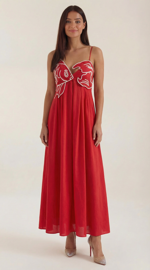 Rosa Alma™ | Vestido largo Deborah con bordados