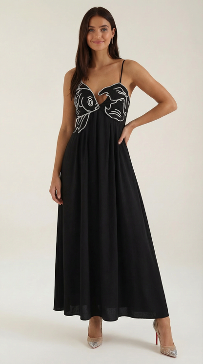 Rosa Alma™ | Vestido largo Deborah con bordados