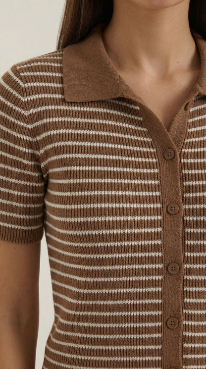 Ana Divina™ | Rayado Polo Top Edith