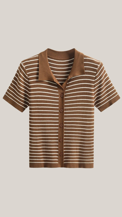 Ana Divina™ | Rayado Polo Top Edith