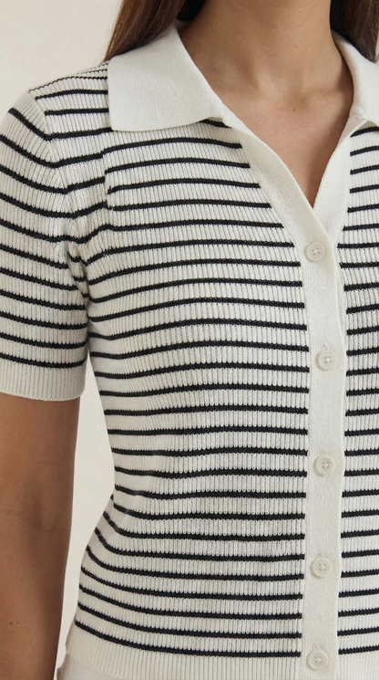 Ana Divina™ | Rayado Polo Top Edith