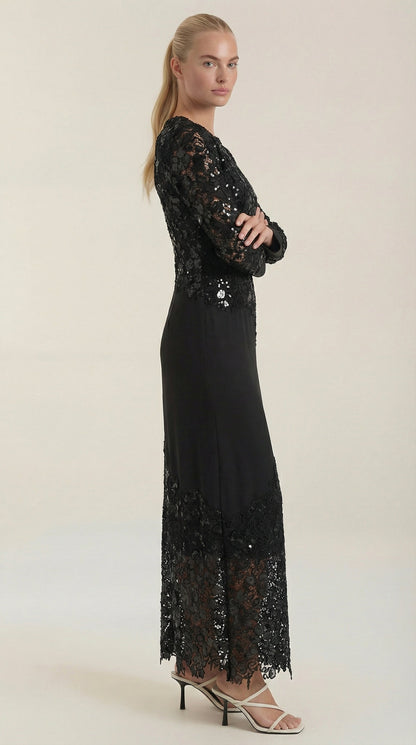 Ana Pepa™ | Vestido Maxi Elise con Lentejuelas y Encaje