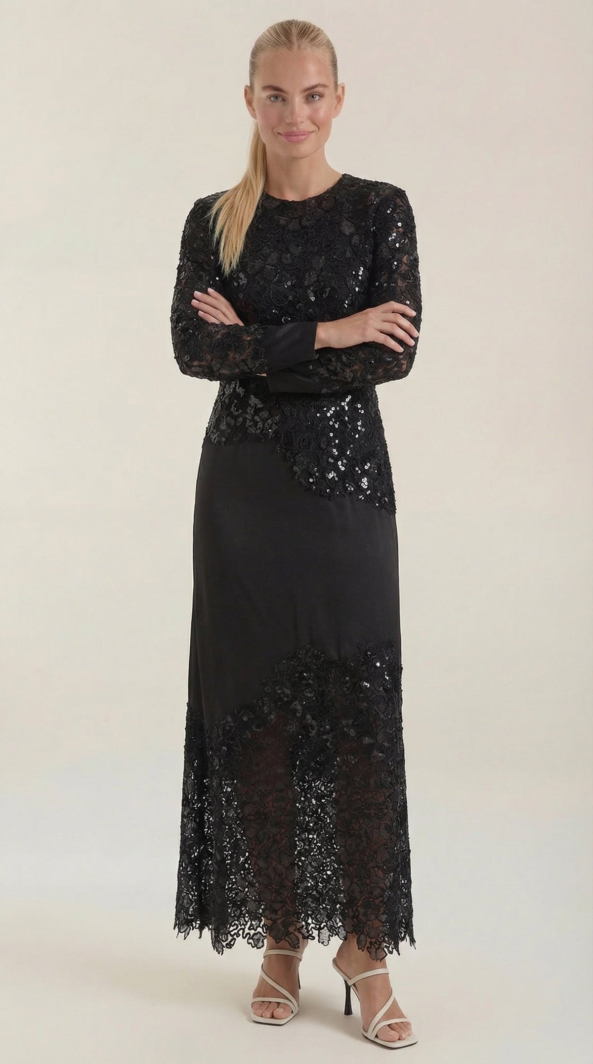 Ana Pepa™ | Vestido Maxi Elise con Lentejuelas y Encaje