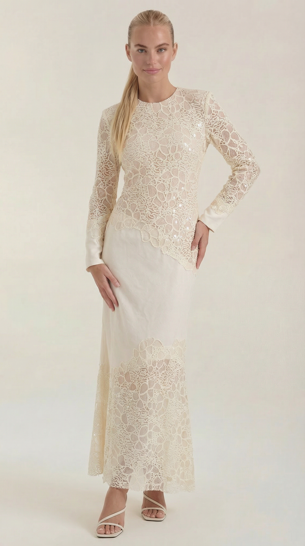 Ana Pepa™ | Vestido Maxi Elise con Lentejuelas y Encaje