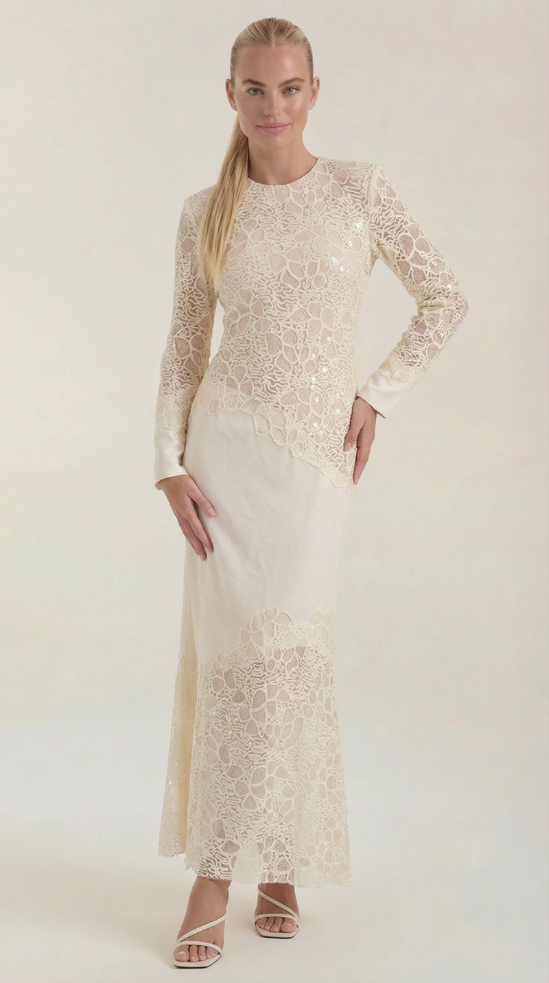 Ana Pepa™ | Vestido Maxi Elise con Lentejuelas y Encaje
