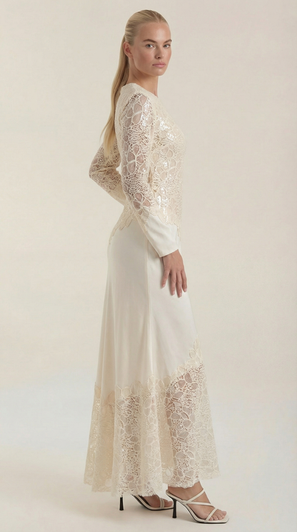 Ana Pepa™ | Vestido Maxi Elise con Lentejuelas y Encaje