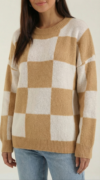 Raquel Madeleine™ | Suéter de punto con diseño de cuadros