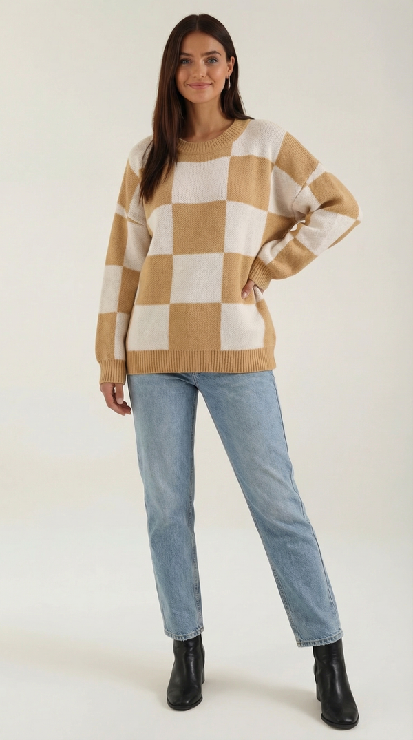 Ana Leonor™ | Suéter de punto con diseño a cuadros Emma
