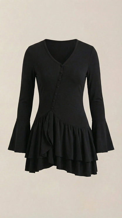 Ana Olga™ | Vestido Corto Estelle con Volantes