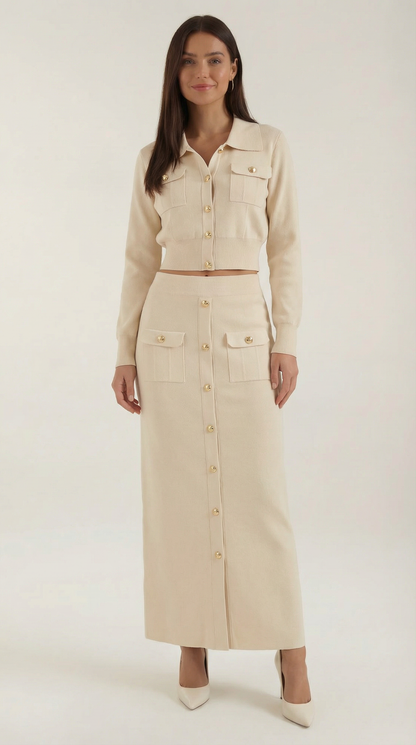 María Kenia™ | Conjunto de punto Evelyn Luxe con botones